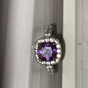 Real amethyst sterling silver ring